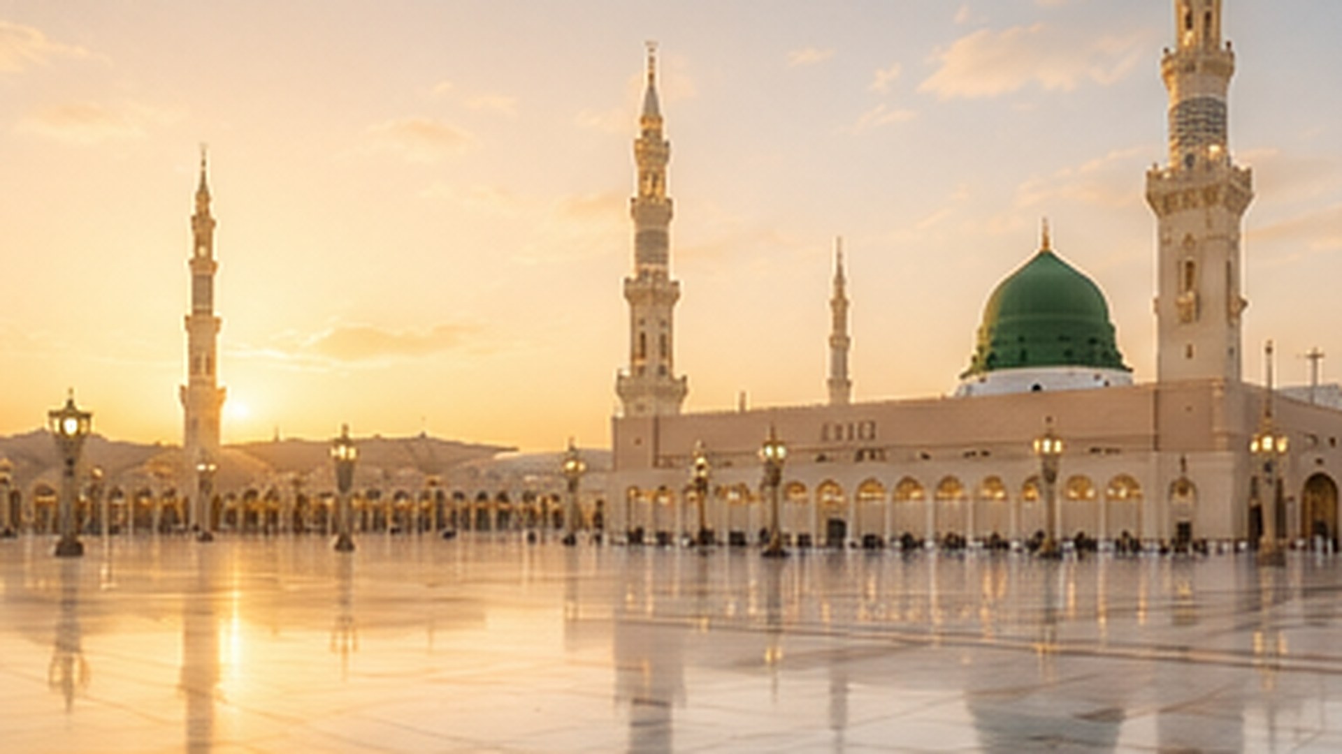 Mosquée du Prophète à Médine au lever du soleil